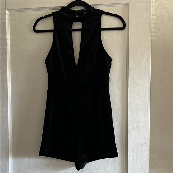 Forever 21 Pants - Forever 21 Black Velvet Sleeveless Romper